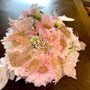 Bouquet of pink flowers for quince /wedding / Sweet 16 Butterfly Wedding Bouquet